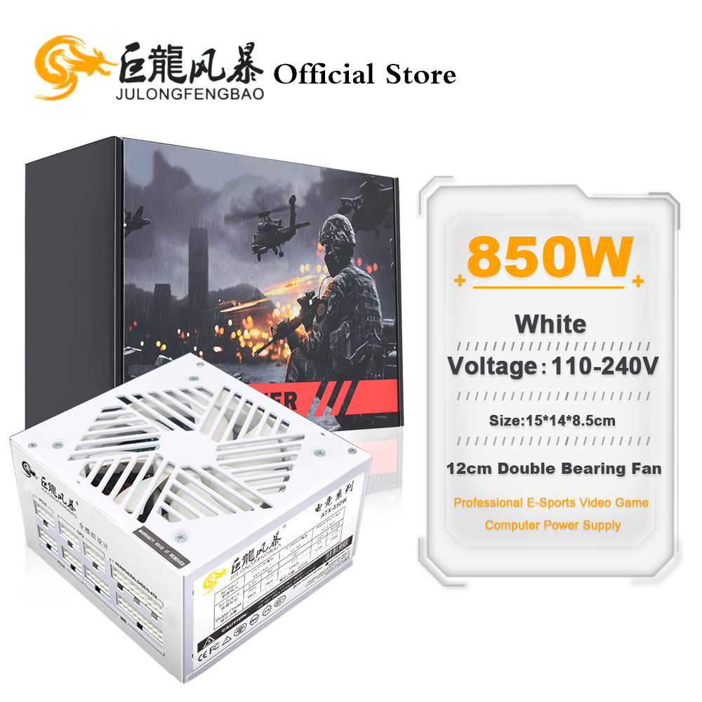 1000W White Modular Power Supply - JULONGFENGBAO 110-240V Oyun Fonte Beyaz 850W